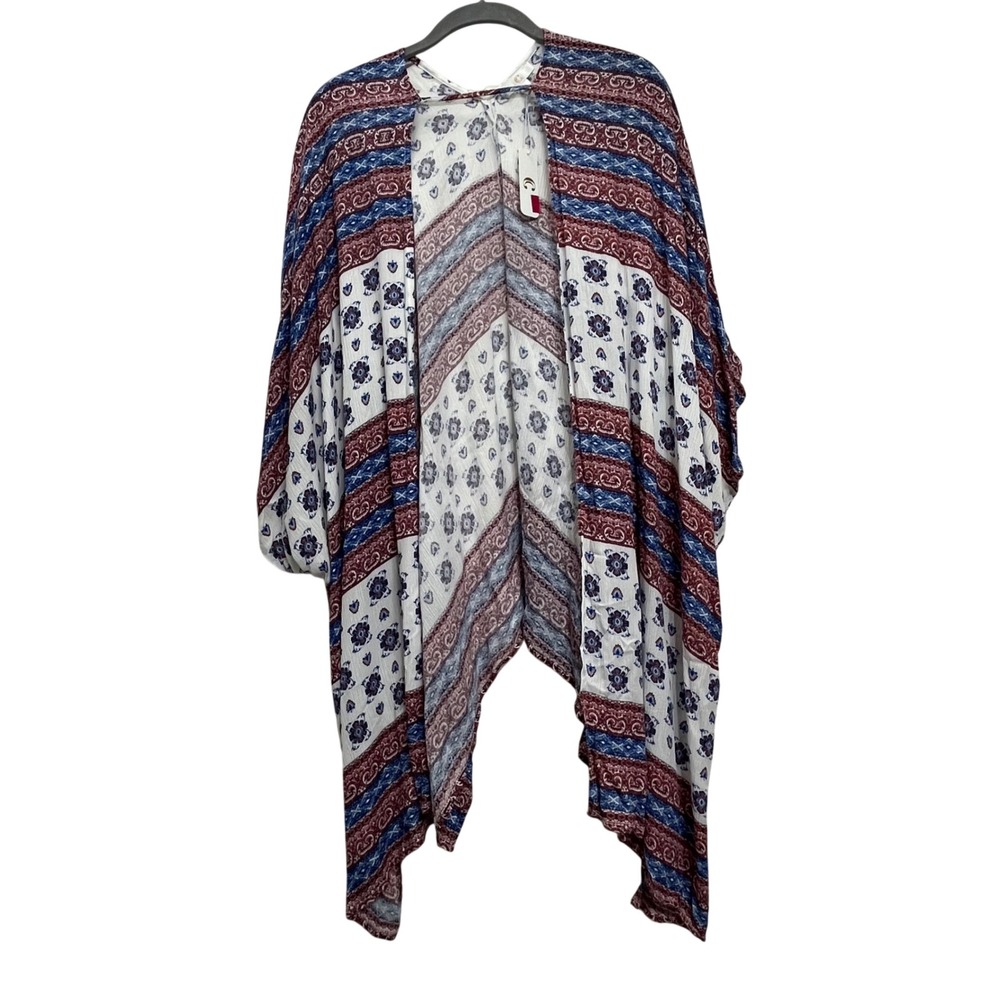 Charming Charlie Red White & Blue Patriotic Paisley Kimono New with Tags